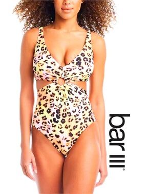 BAR lll Animal-Print O-Ring Monokini Swimsuit Women’s Size XL
